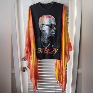 Upcycled Chris Brown "Breezy" Graphic Tshirt Poncho